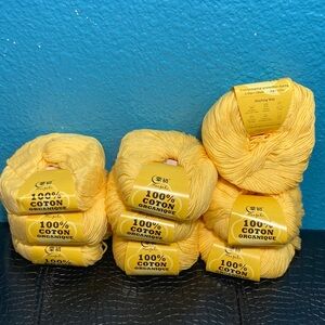 9 NWT (48g min each) Mengchu 100% Organic Cotton Yarn: Butter Yellow